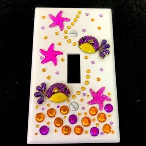 💕2/$25💕 Purple Fish/Starfish Light Switch Plate Cover Handcrafted